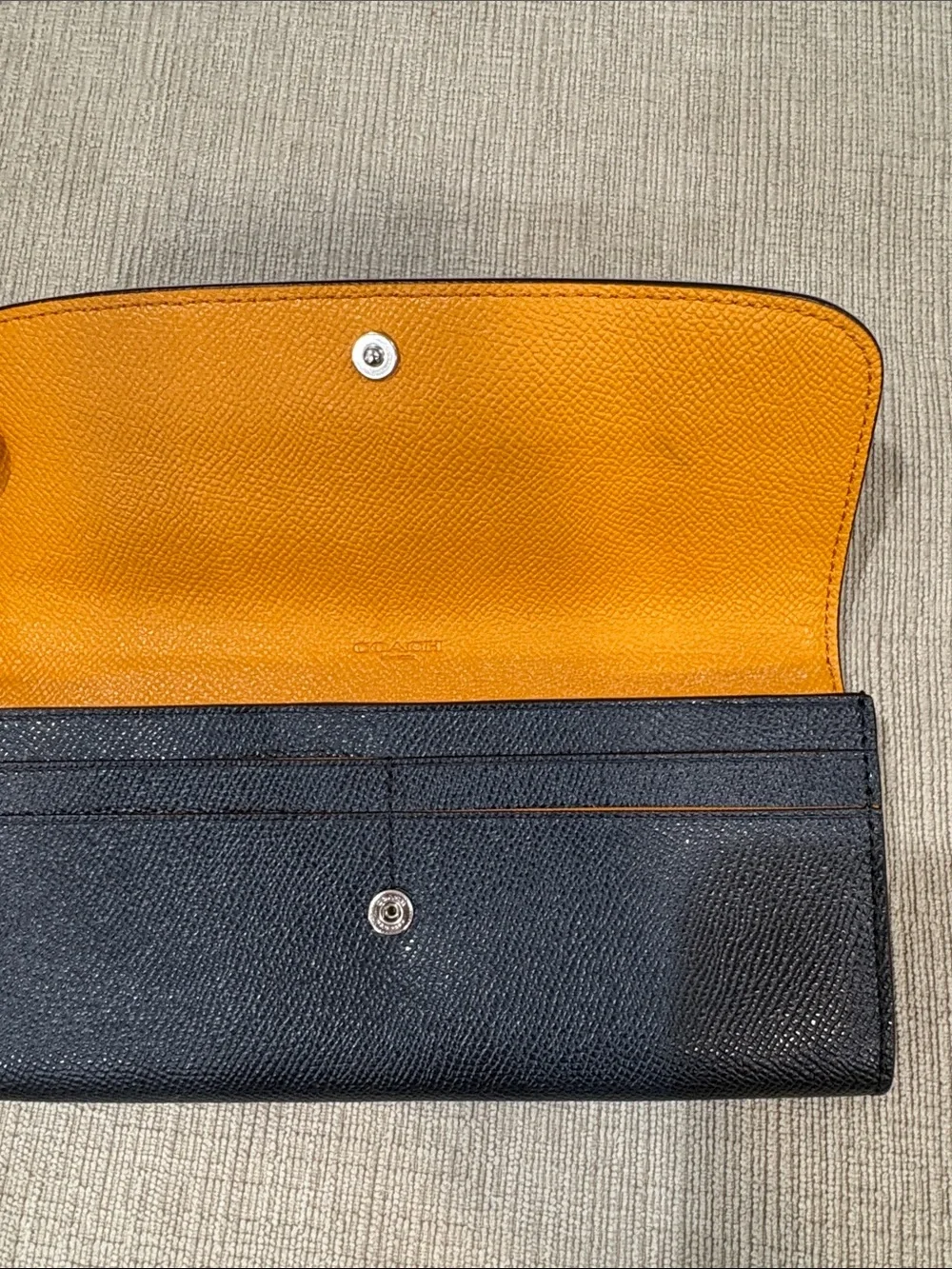 Coach Two-Tone Light Blue and Navy Leather Continental Wallet
